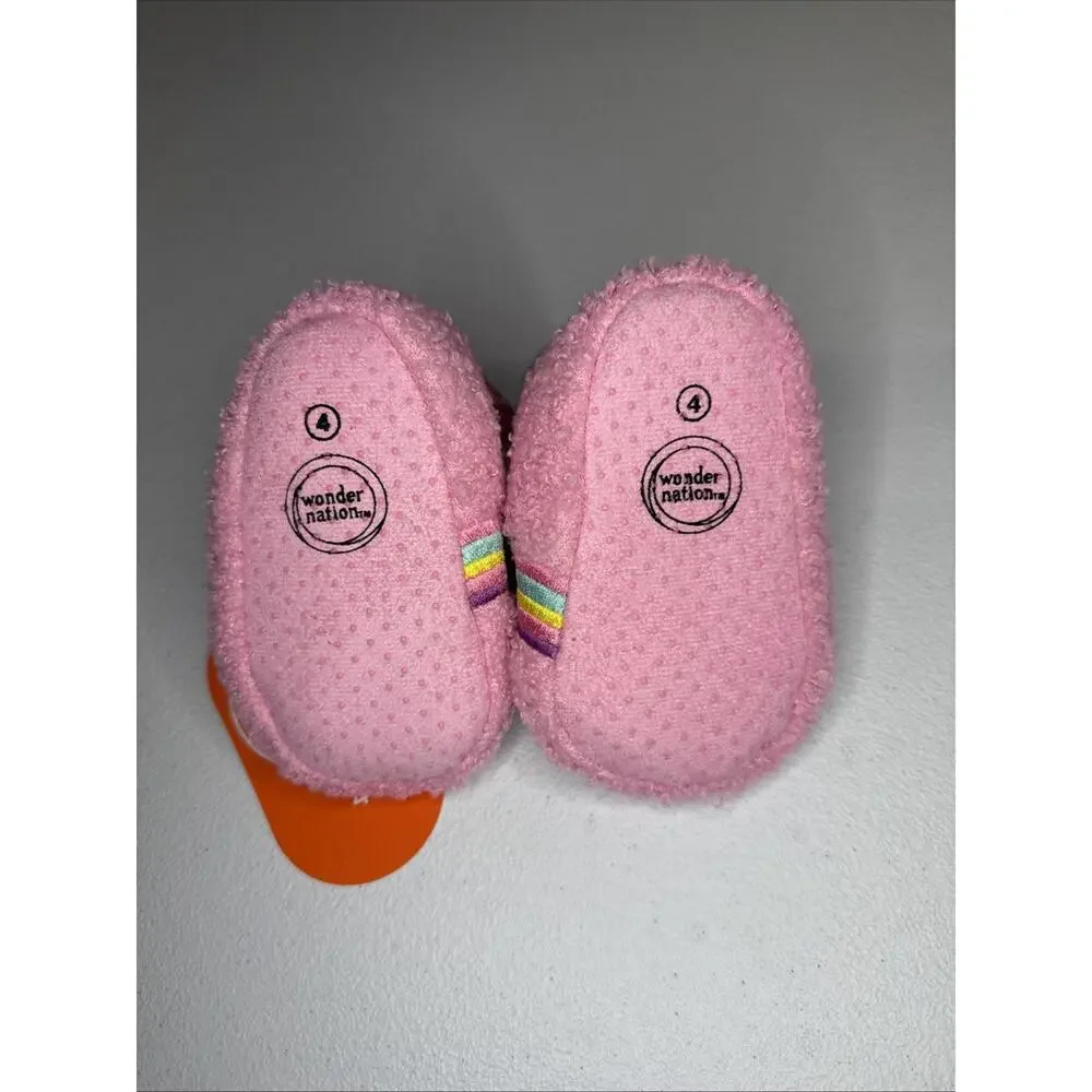 Wonder Nation Baby Girl Rainbow Slippers Pink, Size 4